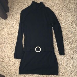 INC black long turtleneck with Gold buckle